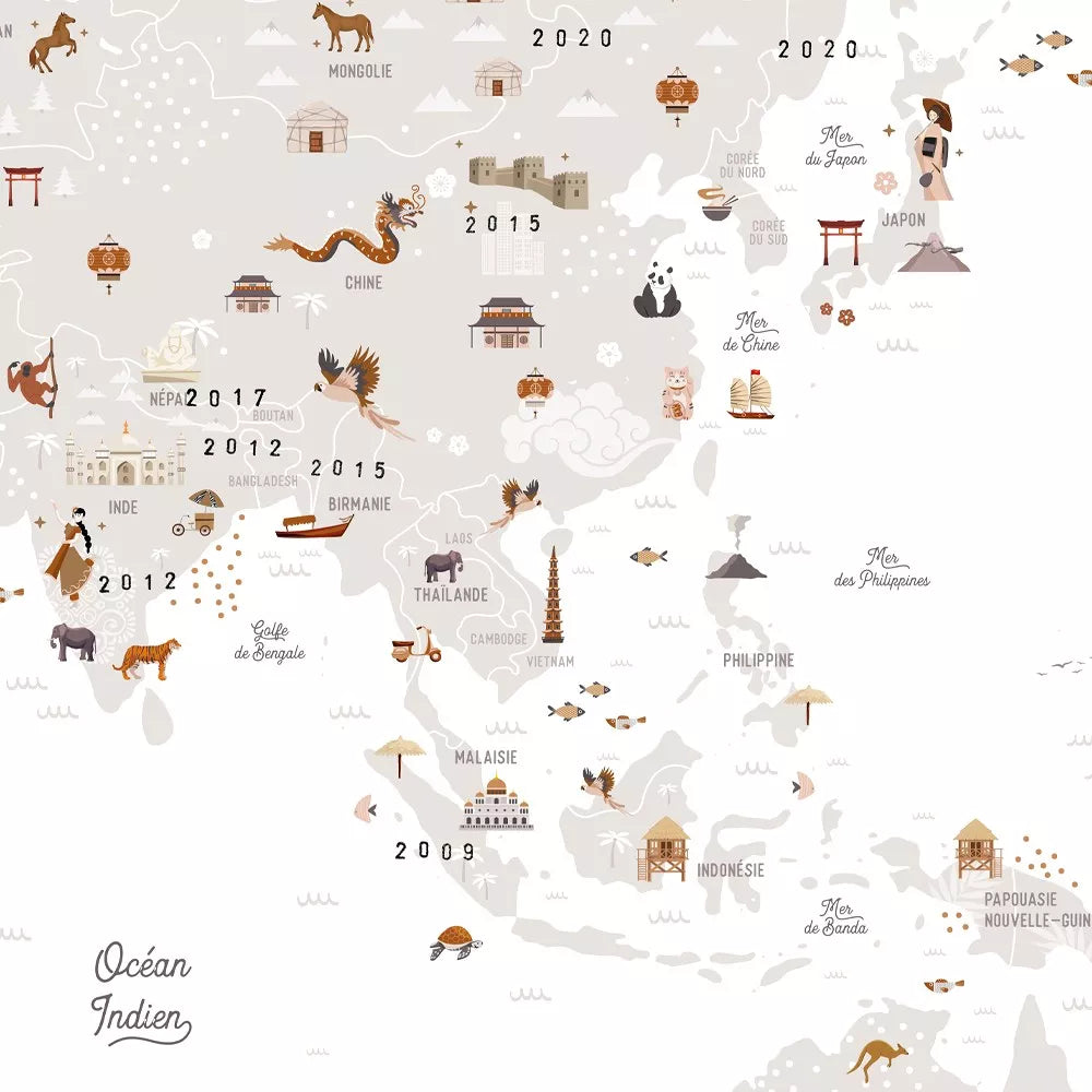 Carte du Monde - Affiche à dater