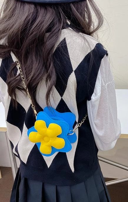 Mini sac fleurs - Bleu