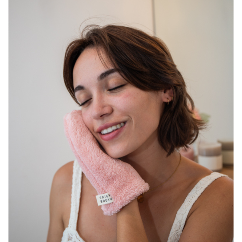 Gant démaquillant à l'eau - Rose