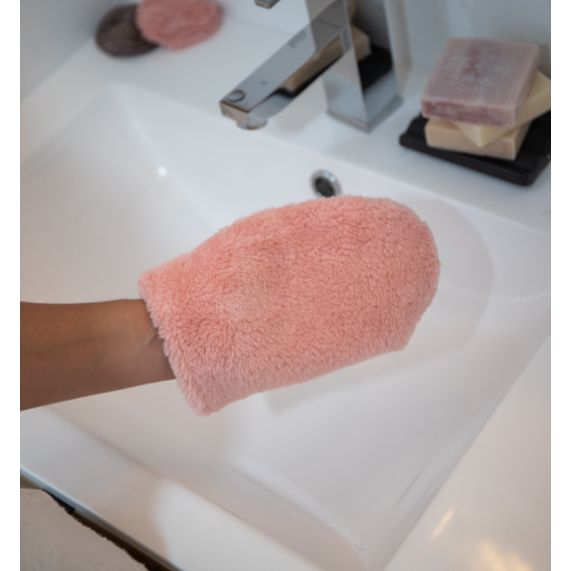 Gant démaquillant à l'eau - Rose
