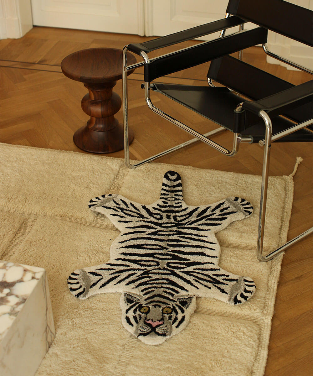 Tapis Tigre Blanc - XS